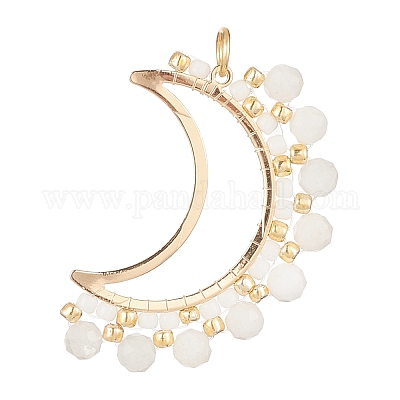 Ограненные круглые подвески из натурального радужного лунного камня PALLOY-MZ00169-02-1