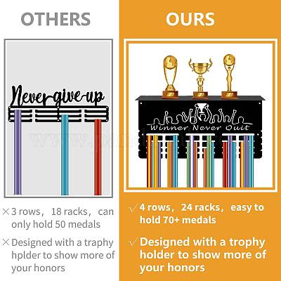 Прямоугольный железный держатель для медалей ODIS-WH0052-021-1