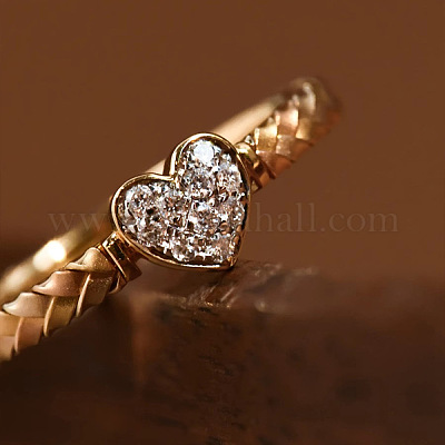 Кольца для пальцев из стерлингового серебра с микропаве из прозрачных кубических цирконий в форме сердца 925 шт. FS-WGC3F33-02-1