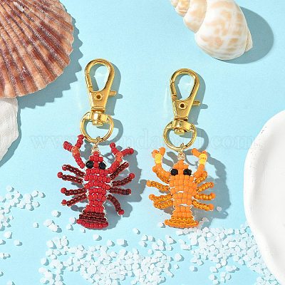 2 шт. подвеска из стеклянных бусин в виде раков HJEW-MZ00352-1