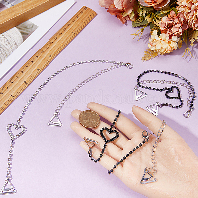 2 пара двухцветных сердечек из сплава со стразами DIY-GF0007-75-1