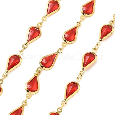 Латунные стеклянные каплевидные звенья цепи CHC-R001-04G-03-1