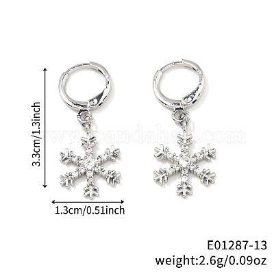 Элегантные серьги-кольца и ожерелья с подвесками из латуни с микропаве из прозрачных кубических цирконий в форме снежинки для женщин ET8021-6-1