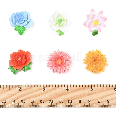 24 шт. 6 стиля непрозрачных смоляных цветов-кабошонов RESI-FS0002-16-1