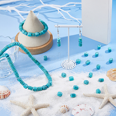 1 нить синтетических бирюзовых бусин G-FH0002-59B-1