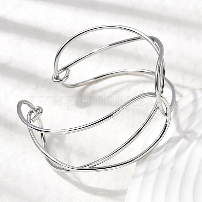 Браслеты-манжеты из нержавеющей стали 304 для женщин BJEW-Z150-01P-03-1