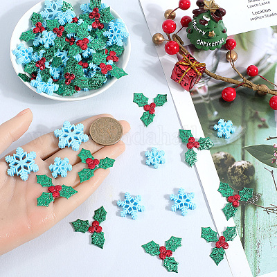 160шт 4 вида стилей Рождественская тема непрозрачные кабошоны из смолы RESI-SC0005-80B-1