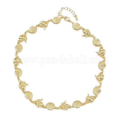 Летние пляжные латунные цепочки в форме раковин и ракушек NJEW-L051-01G-1