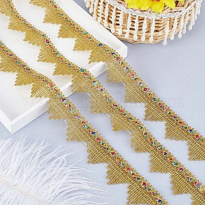 LOT 4 Yards Embroidery Gold Metallic Lace Trims For Sewing Craft Width 3 CM
