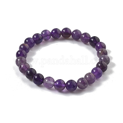 Природный аметист бисера браслеты простирания BJEW-Q692-56-8mm-1