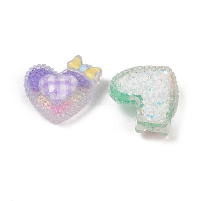 Кабошоны из непрозрачной смолы в форме сердца RESI-R465-02-1