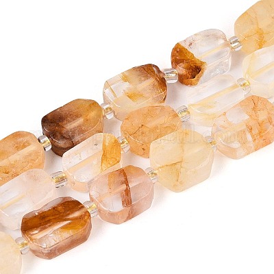 Натуральный желтый гематоидный кварц/золотые целебные кварцевые бусины нити&nbsp;G-C098-A29-01-1