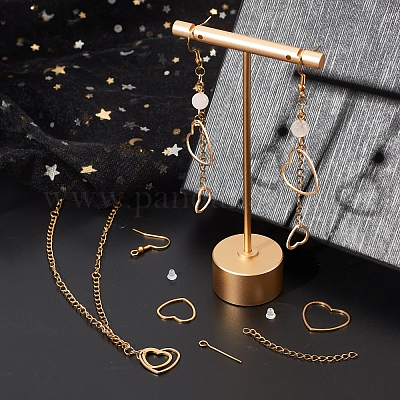 Набор для самостоятельного изготовления сережек-капель в форме сердца DIY-UN0003-03-1