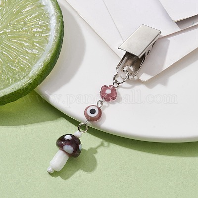 Железные зажимы для удостоверений личности с грибом лэмпворк и сглазом ручной работы JEWB-BR00126-03-1