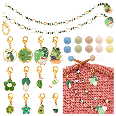 Тема зеленых растений наборы инструментов для вязания своими руками HJEW-NB00149-1