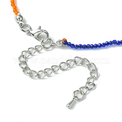 Колье из граненого ронделя из стеклянных бусин для женщин NJEW-M208-02C-1