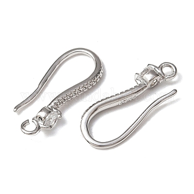 Латунь микро проложить кубического циркония серьги крючки KK-A257-14P-1