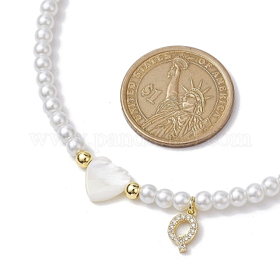 Ожерелья с подвесками из латуни микро-паве класса AAA с кубическим цирконием и буквами NJEW-JN04771-17-1