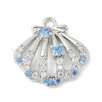 Подвески-коннекторы с изображением морских животных из латуни с паве светло-голубого цвета и прозрачного кубического циркония KK-M326-07A-P-1