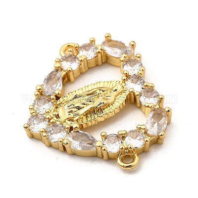 Латунное прозрачное кубическое циркониевое сердце с подвесками-соединителями KK-I360-035G-1