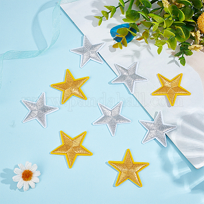 20 шт. 2-цветные компьютеризированные вышитые нашивки на ткань с термоклеем и шитьем FIND-CP0002-13-1