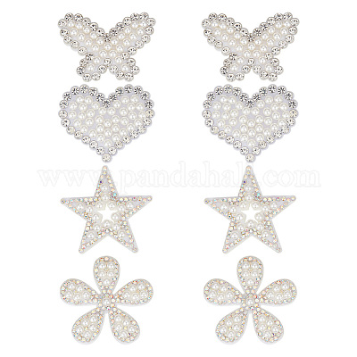 8 шт. 4 стиля аппликации из нетканого материала в виде звезд/цветков/сердец/бабочек DIY-GO0001-71-1