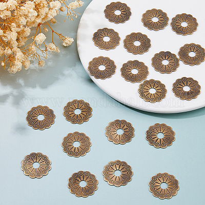 20 шт. латунные цветочные шайбы KK-FH0008-16AB-1