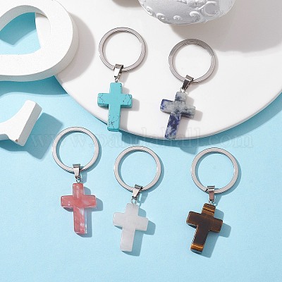 Брелки из смешанных синтетических и натуральных драгоценных камней KEYC-JKC00729-1