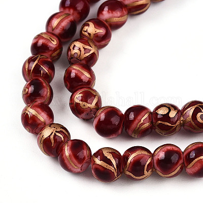 Выпечка окрашенные стеклянные бусины пряди DGLA-N010-6mm-07-1