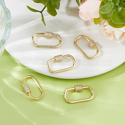 6 шт. латунные микро-паве прозрачные кубические цирконии винтовые карабины-замки ZIRC-DC0001-34-1