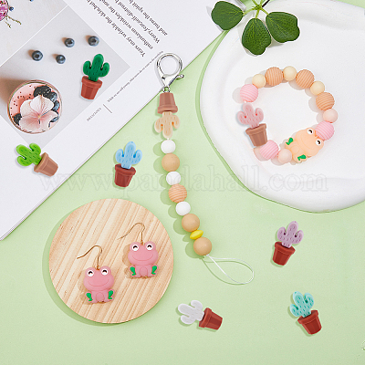 10 набор 10-х цветных бусин-фокусов из пищевого экологически чистого силикона в виде кактусов и горшечных растений SIL-DC0001-22-1