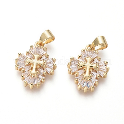 Латунные микро проложить кубического циркония подвески ZIRC-I032-10G-1