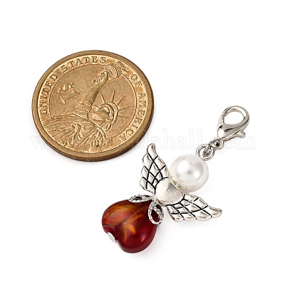 Стеклянный кулон в виде сердца ангела HJEW-JM03807-1