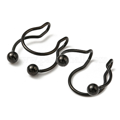 304 Stainless Steel Clip on Nose Rings, Wire Wrap No Piercing Nose Rings,  Electrophoresis Black, 15x13x4.5mm