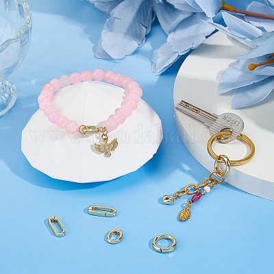 6 шт. 3 стиля латунных пружинных затворных колец KK-HS0015-07-1