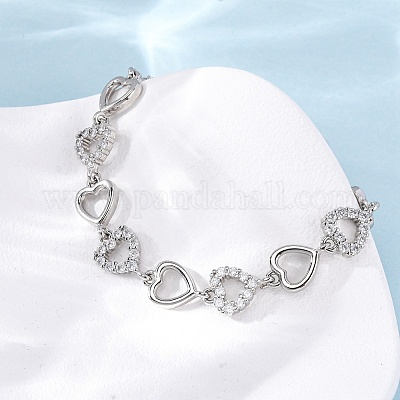 Латунные браслеты с микропаве из прозрачных кубических цирконий для женщин BJEW-D342-03P-1