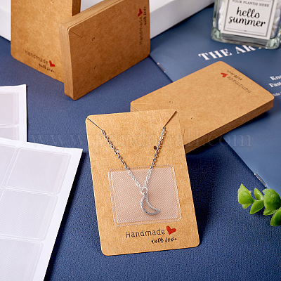 100шт прямоугольные карточки из крафт-бумаги для ожерелья и сережек AJEW-TA0001-26A-1