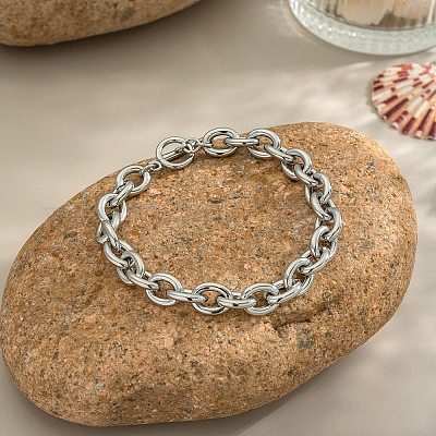 Браслеты-цепочки из нержавеющей стали 304 для женщин BJEW-C129-08A-P-1