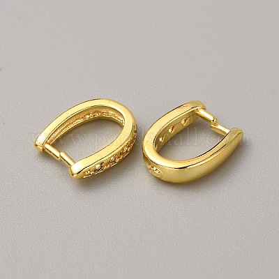 Латунь микро паве прозрачный кубический цирконий застежка на дужках ZIRC-WH0004-06G-1