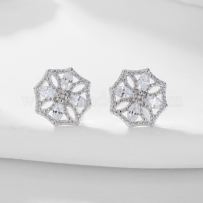 Элегантные серебряные серьги с цирконием для женщин ZM7202-2-1