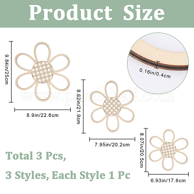 3шт. набор подвесок из натурального дерева WOOD-WH20002-04B-1