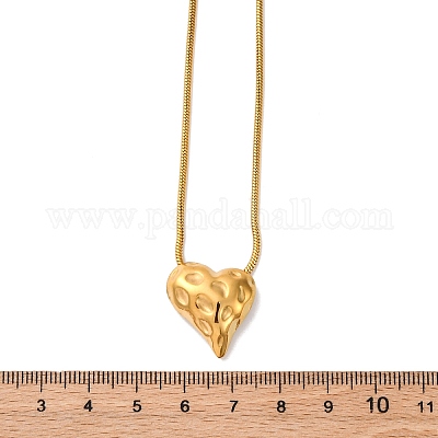 Цепочки-змейки из текстурированной нержавеющей стали 304 с подвеской в виде сердца NJEW-U026-11G-1