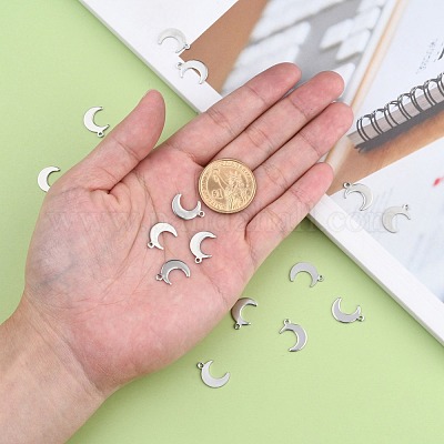 Подвески-шармы из нержавеющей стали в форме полумесяца STAS-Q168-06-1