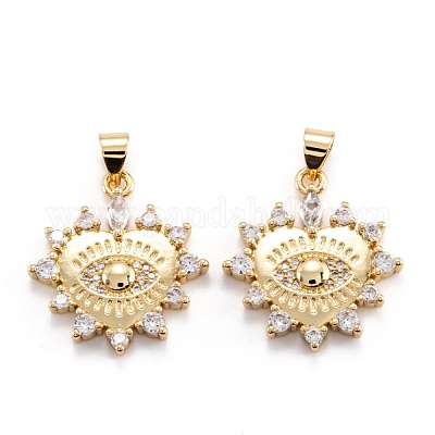 Кулон из латуни с прозрачным кубическим цирконием ZIRC-M114-13G-1