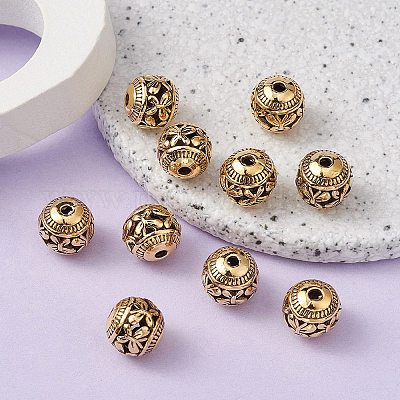 Тибетский стиль полые сплава бисер TIBEB-YW0001-12G-1