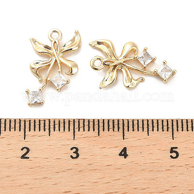 Латунные микропаве прозрачные подвески с фианитом KK-C054-06G-1