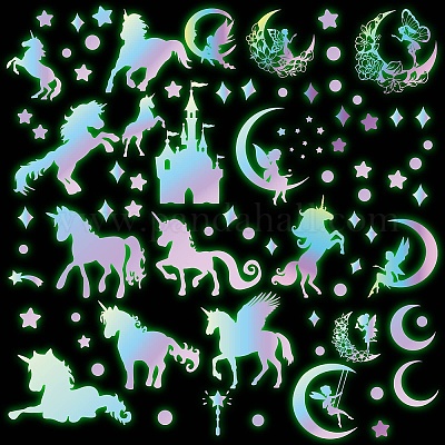 Shop CREATCABIN Unicorn Grow in The Dark Wall Stickers Rainbow Castle  Luminous Moon Stars Wall Decals Spirit Glowing Flower Fairy Self-Adhesive  Removable Vinyl Decor for Bedroom Nursery Decoration for Jewelry Making 