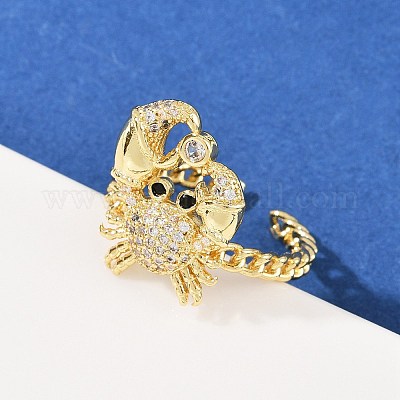 Латунные микро проложить манжеты кольца кубического циркония RJEW-P167-02B-G-1