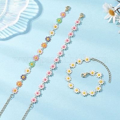 3 шт. браслеты-цепочки из латунной эмали для женщин BJEW-JB01439-1