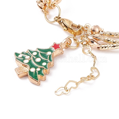 Многожильный браслет из бисера из блестящего стекла и латуни BJEW-TA00108-1